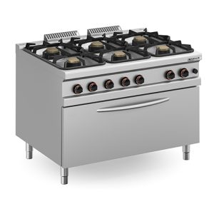 Fogão a gás com 6 queimadores + forno a gás MAXI MAGNUS