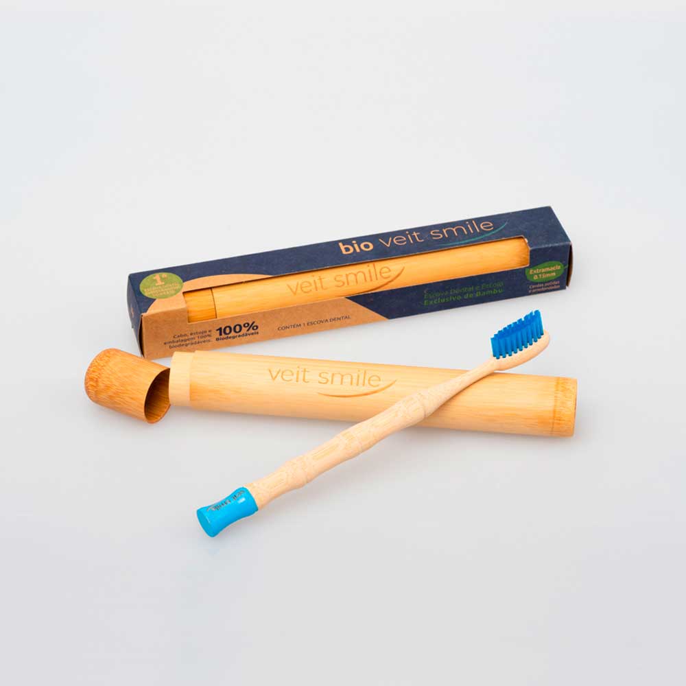 Escova de Dente de Bambu Tube Azul Veitsmile