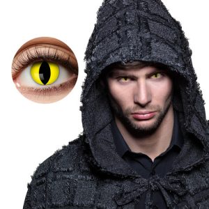 Par de lentes de contacto gato amarelo