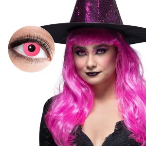 Par de lentes de contacto cor-de-rosa