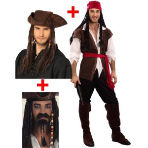 Promoção pacote pirata: fato + chapéu + bigodes
