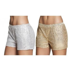 Fato de mulher com calções de lantejoulas