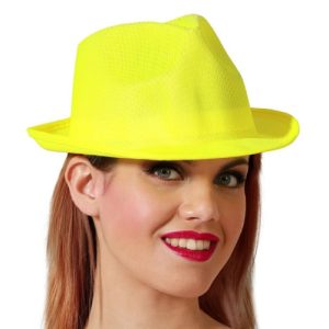 Chapéu Borsalino amarelo fluorescente