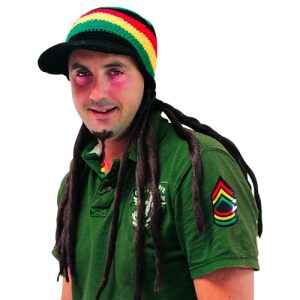 Boné rasta com cabelos / bob marley / jamaicano