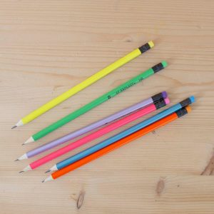 Kit 6 Lápis HB Simples Néon/Metalizado